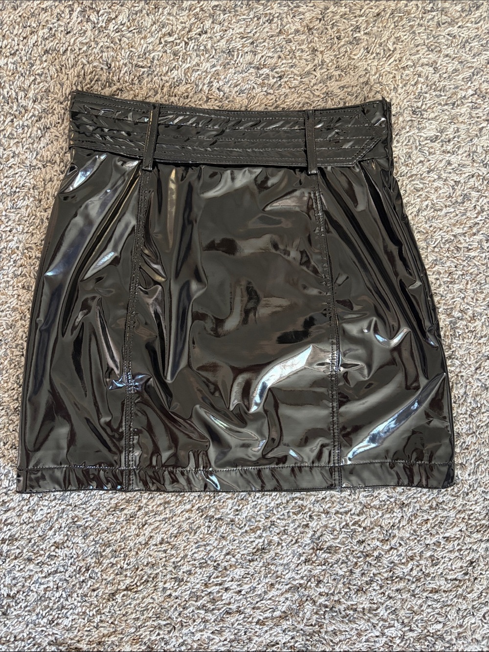 Patent vinyl mod mini skirt